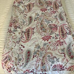 Pottery Barn Elizabeth Paisley Floral Duvet Cover with 4 shams -White, Pink, Tan